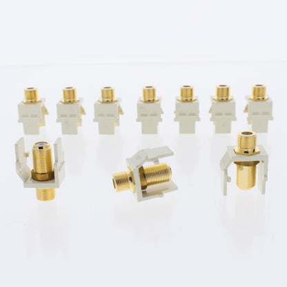 10 Leviton Almond Quickport Gold Coaxial Cable Connector Jack Coax 40831-A