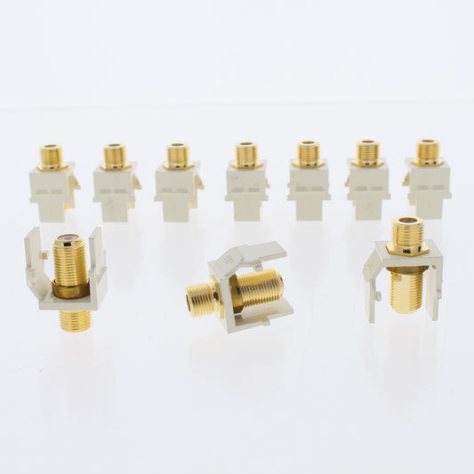 10 Leviton Almond Quickport Gold Coaxial Cable Connector Jack Coax 40831-A
