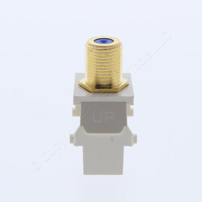 10pk Leviton Almond Blue Center Quickport Gold Coax Cable Connector Jack 40831-A