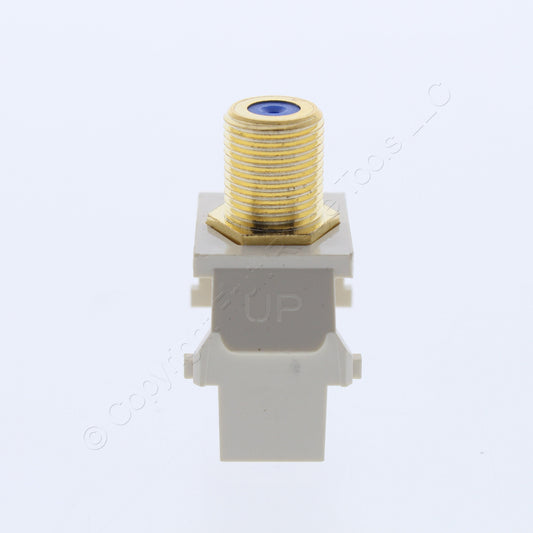 10pk Leviton Almond Blue Center Quickport Gold Coax Cable Connector Jack 40831-A