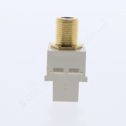 10pk Leviton Almond Blue Center Quickport Gold Coax Cable Connector Jack 40831-A