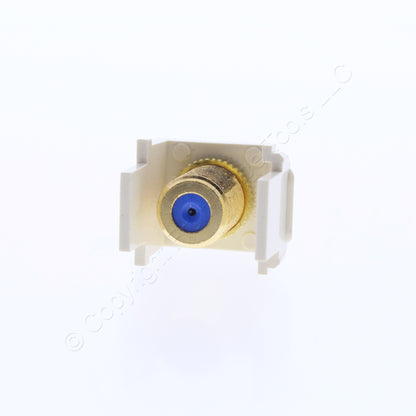 10pk Leviton Almond Blue Center Quickport Gold Coax Cable Connector Jack 40831-A