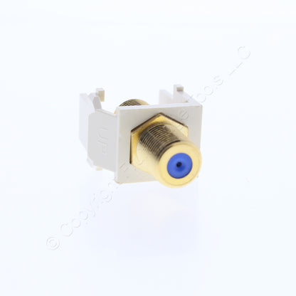10pk Leviton Almond Blue Center Quickport Gold Coax Cable Connector Jack 40831-A