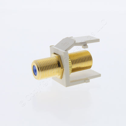 10pk Leviton Almond Blue Center Quickport Gold Coax Cable Connector Jack 40831-A