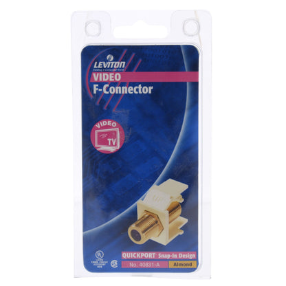 Leviton Almond Blue Center Quickport Gold Coaxial Cable Connector Jack 40831-A