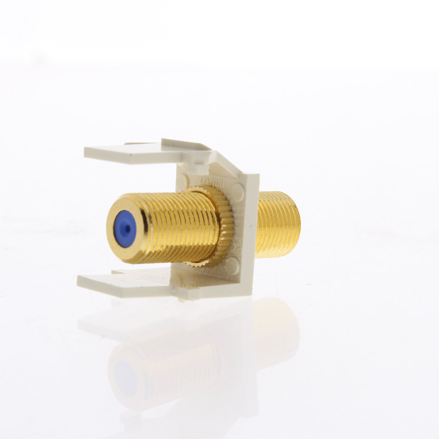 Leviton Almond Blue Center Quickport Gold Coaxial Cable Connector Jack 40831-A