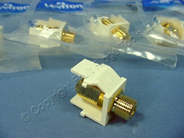 10 Leviton Almond Quickport Gold Coaxial Cable Connector Jacks Coax 40831-BA