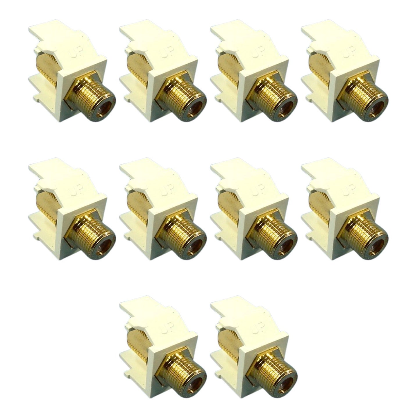 10 Leviton Almond Quickport Gold Coaxial Cable Connector Jacks Coax 40831-BA