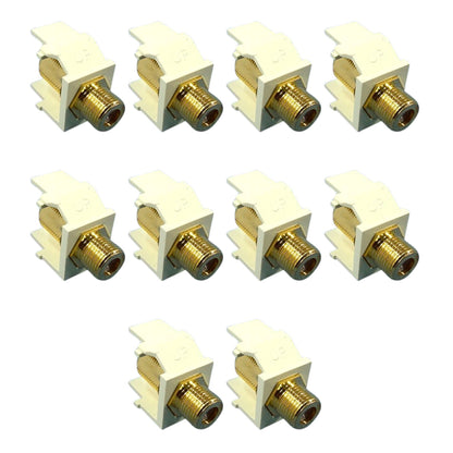 10 Leviton Almond Quickport Gold Coaxial Cable Connector Jacks Coax 40831-BA