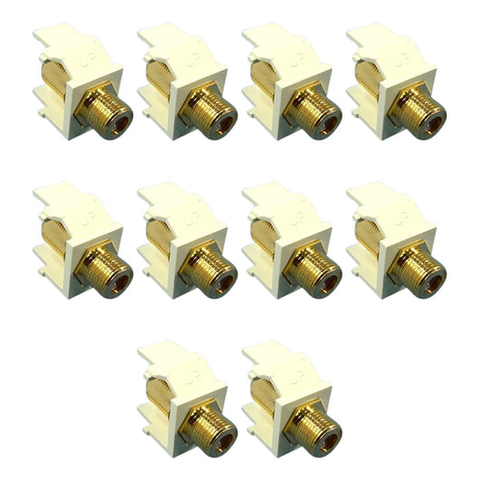 10 Leviton Almond Quickport Gold Coaxial Cable Connector Jacks Coax 40831-BA