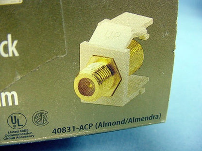 Leviton 40831-BA Almond Quickport Gold Coaxial F-Type Cable Connector Jack 50pcs