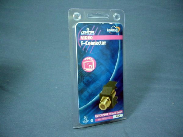Leviton Black Quickport Gold F-Type Coaxial Cable Connector Jack Coax 40831-BE