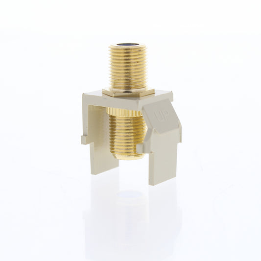 Leviton 40831-BI Ivory Quickport Gold Coaxial Cable Connector Jack Blue Center