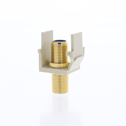 Leviton 40831-BI Ivory Quickport Gold Coaxial Cable Connector Jack Blue Center