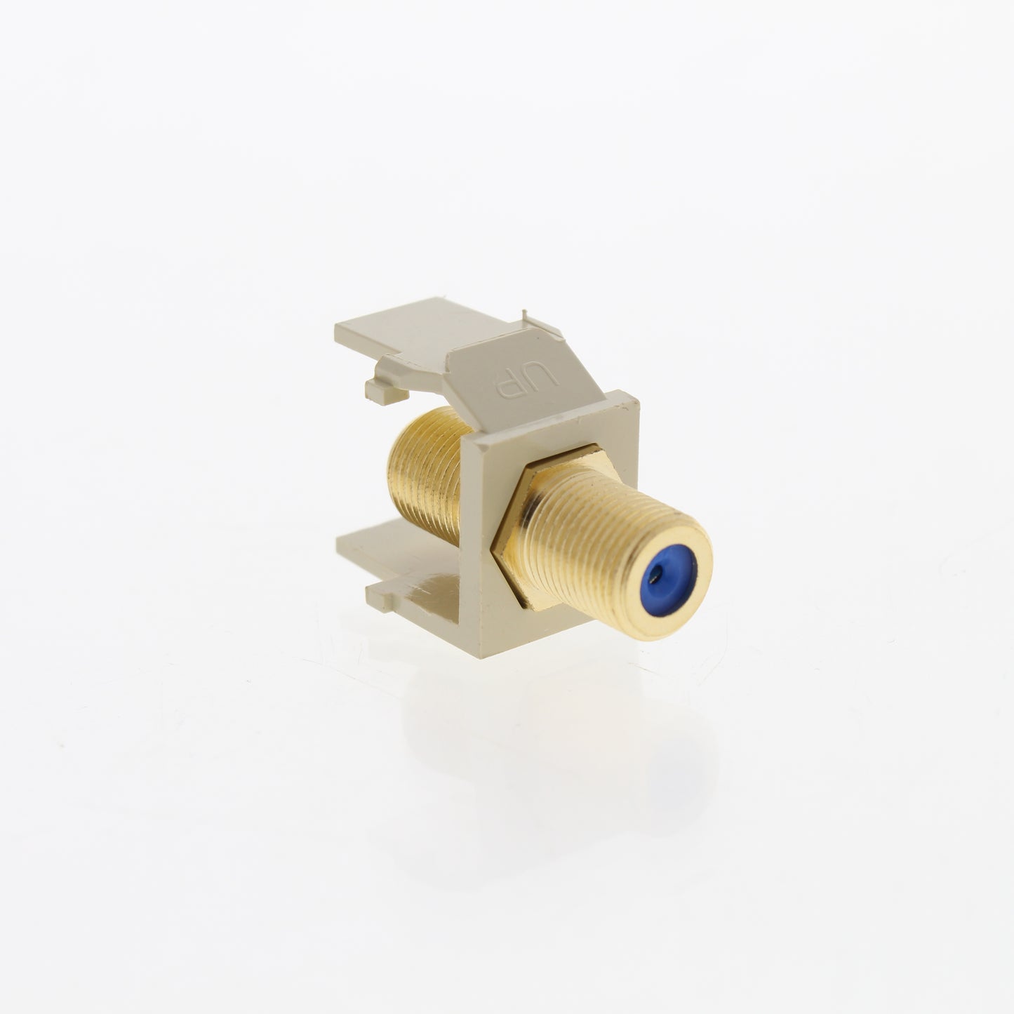 Leviton 40831-BI Ivory Quickport Gold Coaxial Cable Connector Jack Blue Center