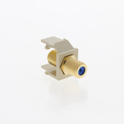 Leviton 40831-BI Ivory Quickport Gold Coaxial Cable Connector Jack Blue Center