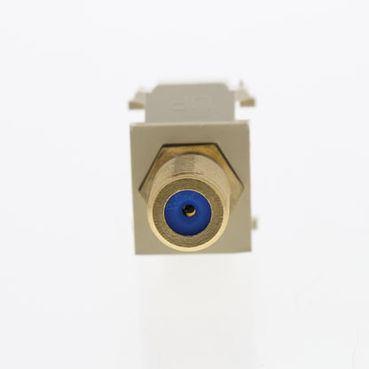 Leviton 40831-BI Ivory Quickport Gold Coaxial Cable Connector Jack Blue Center