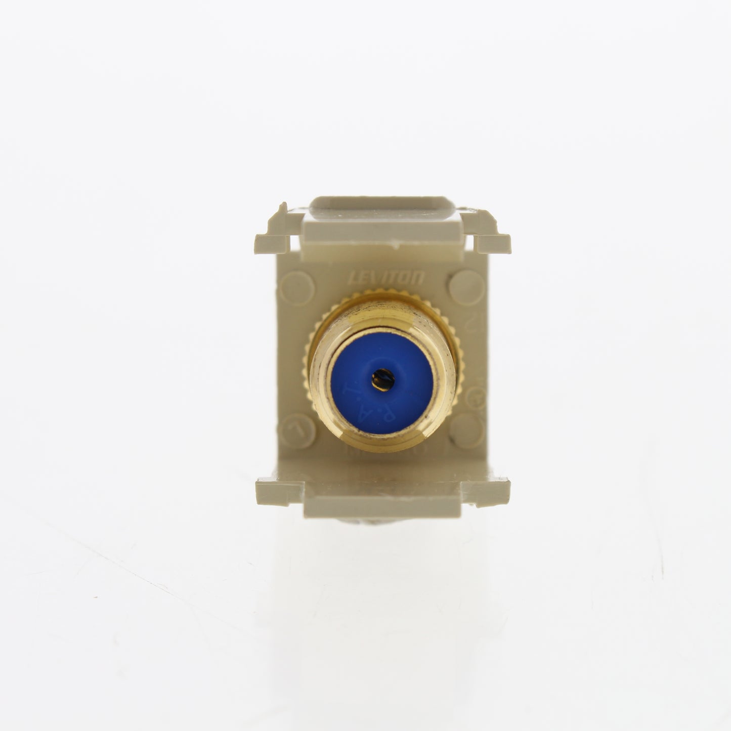 Leviton 40831-BI Ivory Quickport Gold Coaxial Cable Connector Jack Blue Center