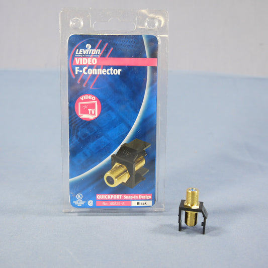 Leviton 40831-E Black Quickport Gold Coax Cable Connector Jack Coax Blue Center