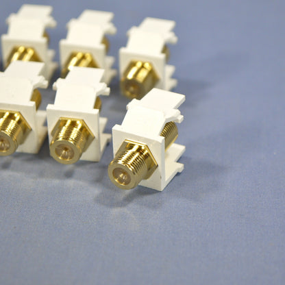 10 Leviton White Quickport Gold F-Type Coaxial Cable Connector Jack Coax 40831-W
