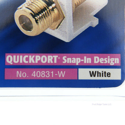 Leviton White Quickport Gold Coaxial Cable Connector Jack 40831-W White Center