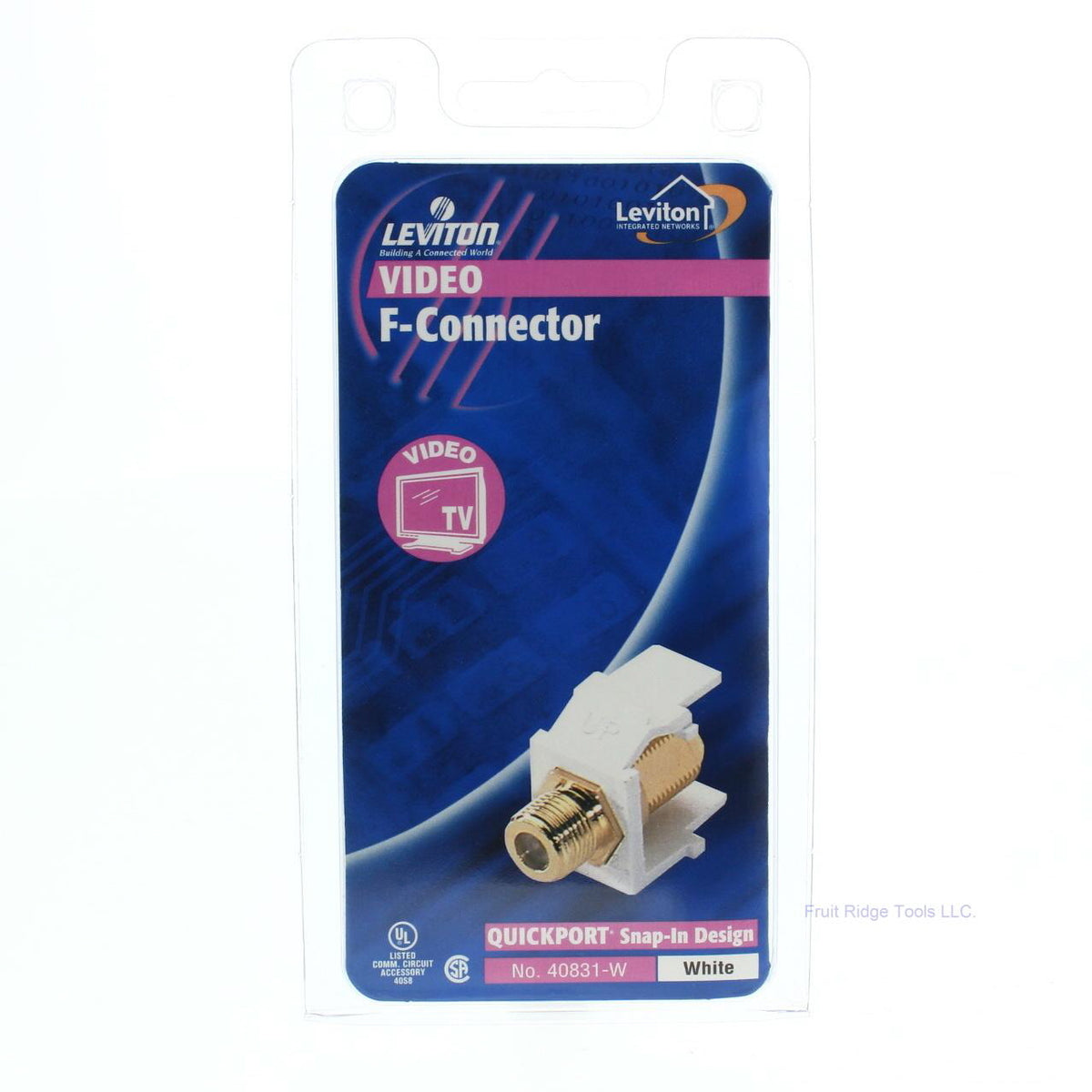 Leviton White Quickport Gold Coaxial Cable Connector Jack 40831-W White Center