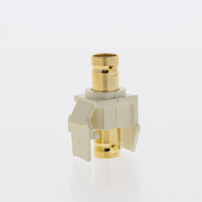 Leviton 40832-AR Almond Gold-Plated Quickport Feedthrough Female BNC 50 Ohm Jack