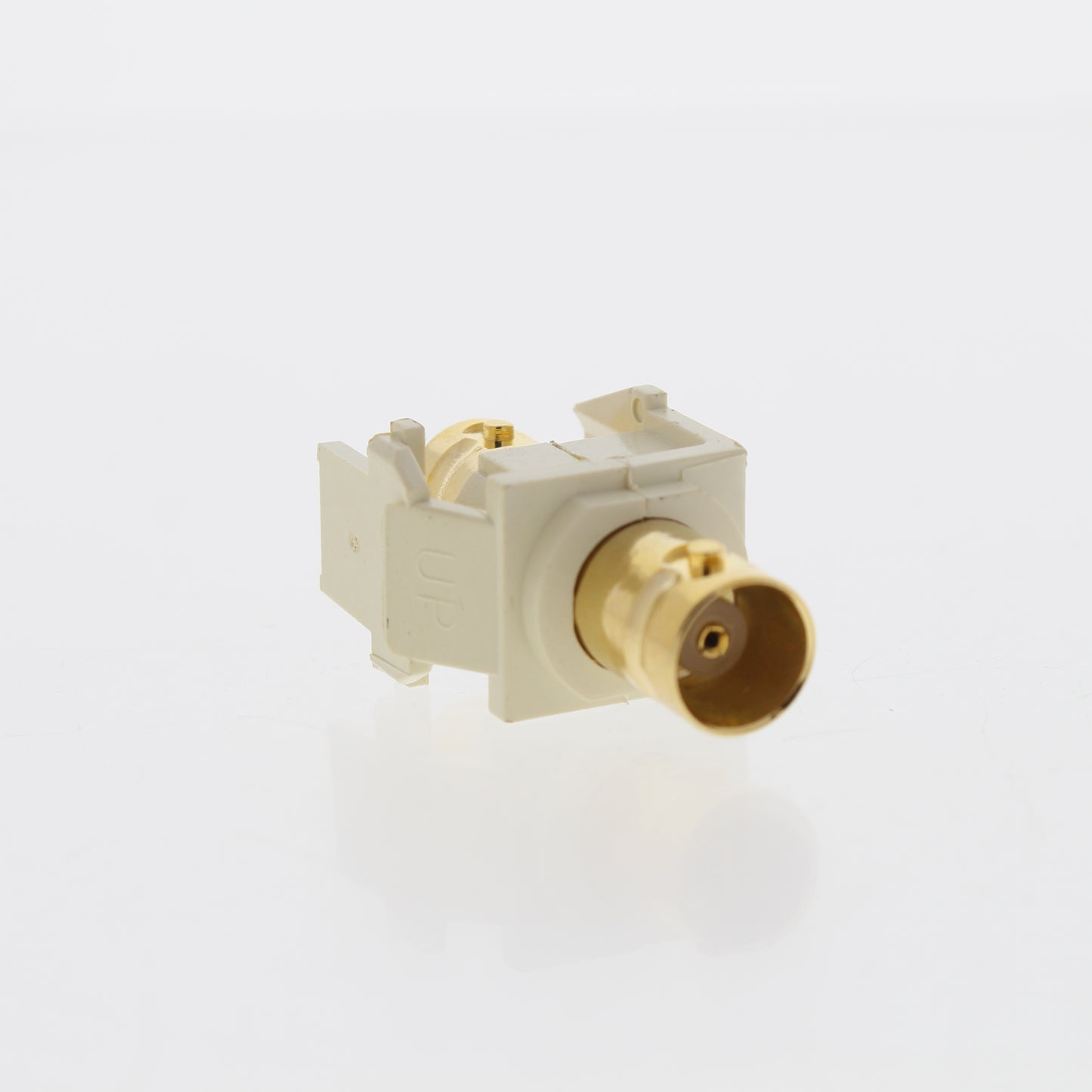 Leviton 40832-AR Almond Gold-Plated Quickport Feedthrough Female BNC 50 Ohm Jack