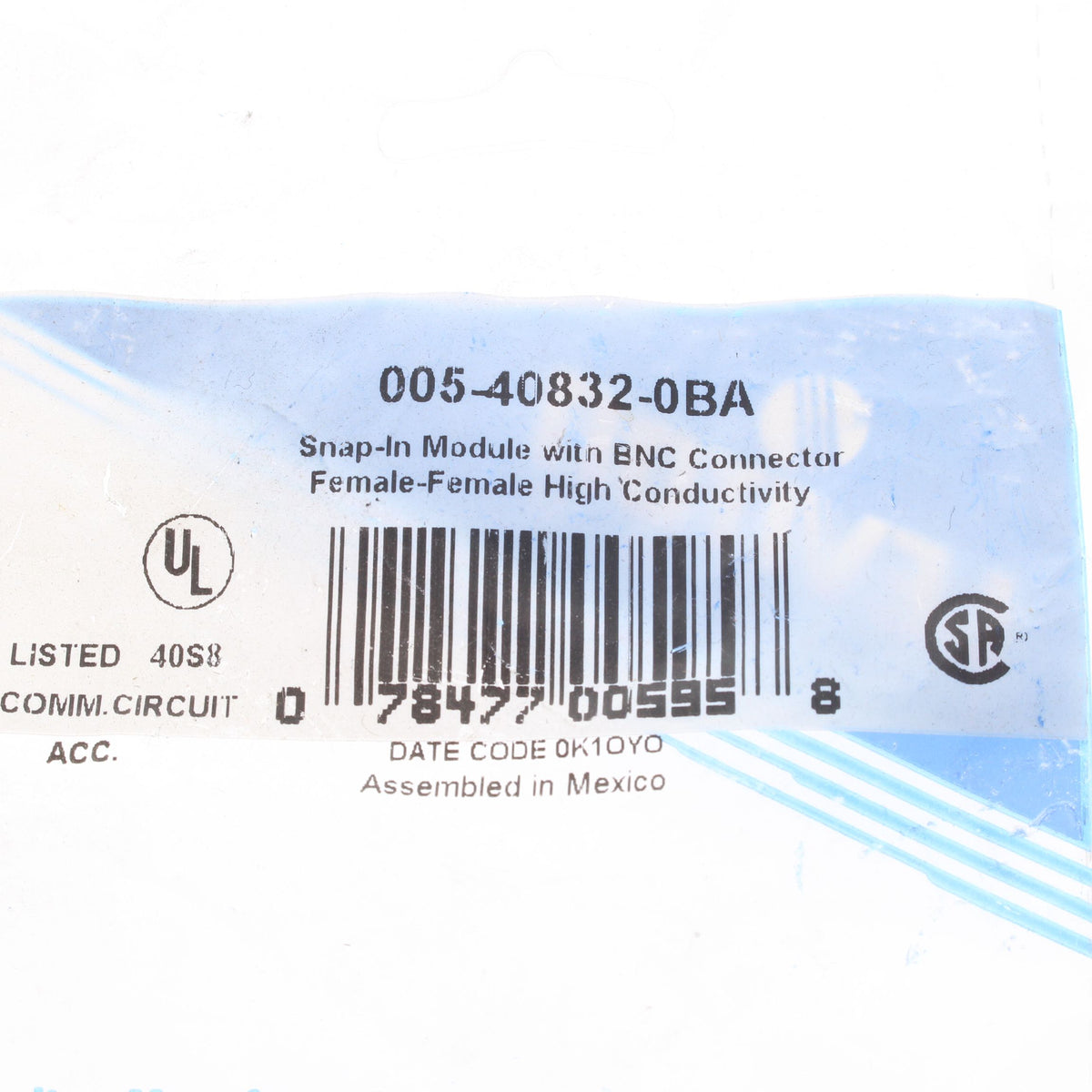 Leviton 40832-BA Almond Gold-Plated Quickport Feedthrough Female BNC 50 Ohm Jack