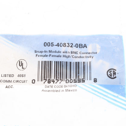 Leviton 40832-BA Almond Gold-Plated Quickport Feedthrough Female BNC 50 Ohm Jack