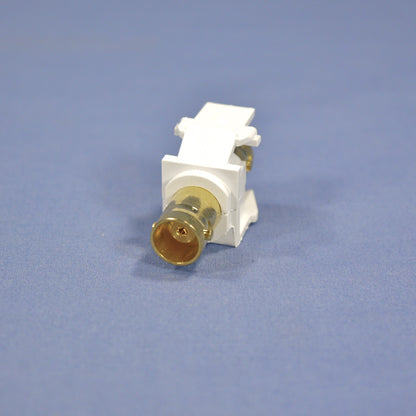 Leviton 40832-BW White Quickport Feed-Thru Female BNC Snap-In Gold-Plated Jack