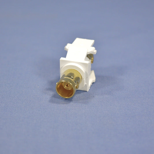 Leviton 40832-BW White Quickport Feed-Thru Female BNC Snap-In Gold-Plated Jack