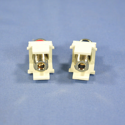 Pair Leviton Almond Quickport Stereo Audio Speaker Binding Post Jacks 40833-A