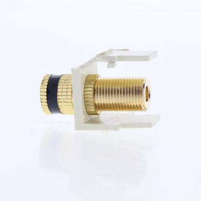 Leviton Almond Quickport Audio Speaker Binding Posts Black Stripe Gold 40833-BAE