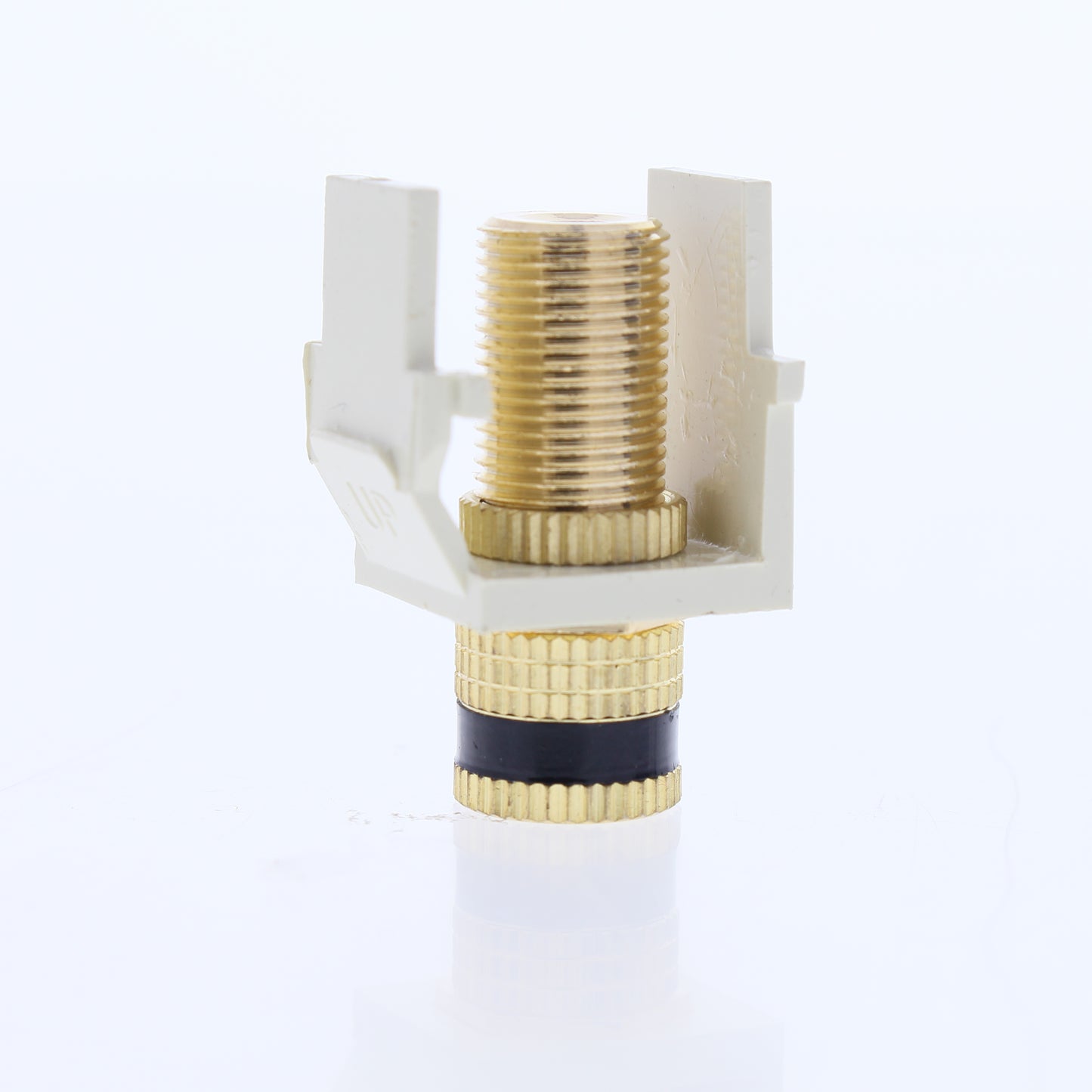 Leviton Almond Quickport Audio Speaker Binding Posts Black Stripe Gold 40833-BAE
