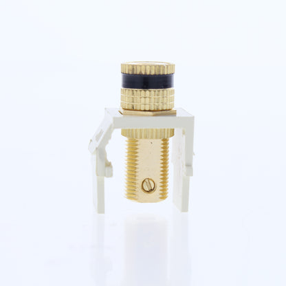 Leviton Almond Quickport Audio Speaker Binding Posts Black Stripe Gold 40833-BAE