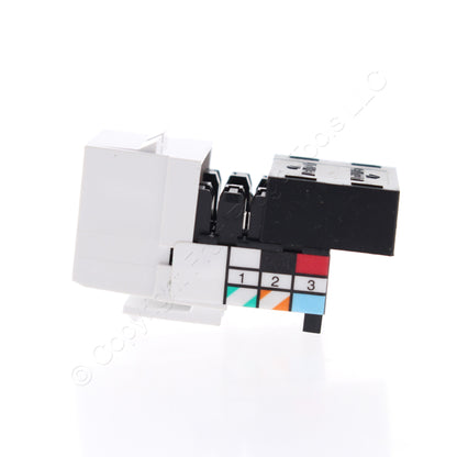 Leviton 40836-BW White Quick-port Voice Grade 6 Conductor Snap-In Jack