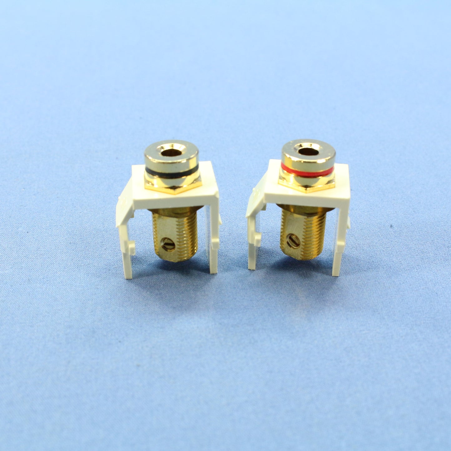 10 PairS Almond Leviton 1-Port Quickport Banana Jacks Red/Black Stripped 40837-A