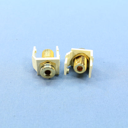 10 PairS Almond Leviton 1-Port Quickport Banana Jacks Red/Black Stripped 40837-A