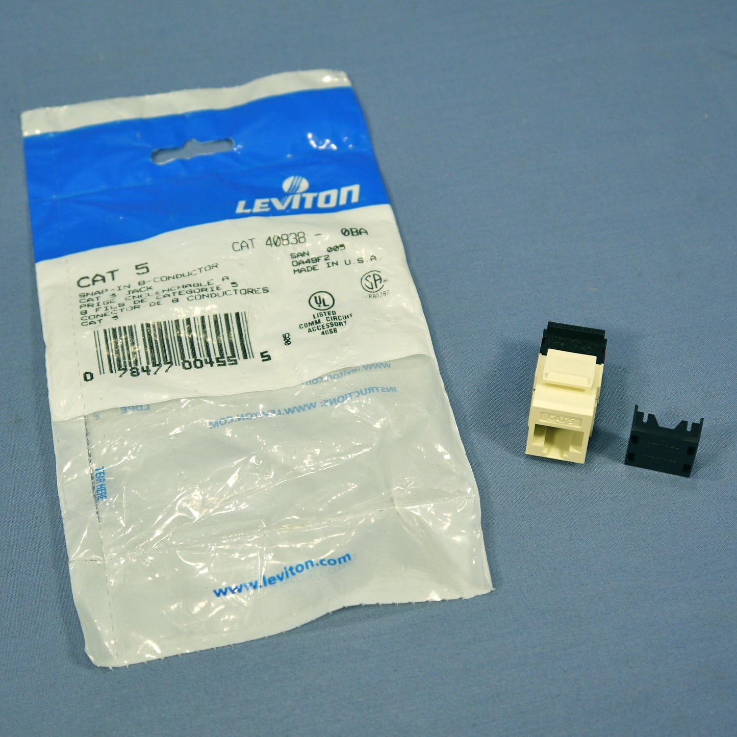 Leviton Almond RJ45 Quickport Cat5 Snap-In 8-Conductor Jack T568A T568B 40838-BA