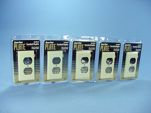 Leviton 40895-IE Ivory Sectional End Duplex Receptacle Nylon Wallplate Cover 5pc