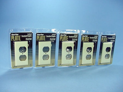 Leviton 40895-IE Ivory Sectional End Duplex Receptacle Nylon Wallplate Cover 5pc