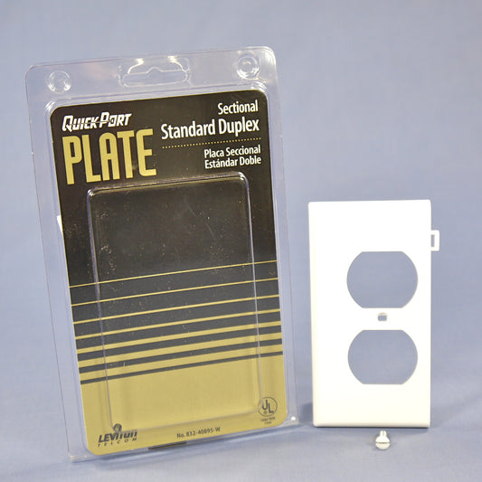 Leviton White End Sectional Duplex Receptacle Outlet Wallplate Cover 40895-WE