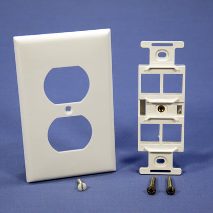 Leviton 40898-WBR White Quickport 4-Port Wallplate Insert Duplex Quad 106 Cover