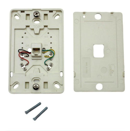 Leviton 40914-A Almond Wall Phone Mounting Plate Telephone Jack 4-Wire 1-Gang