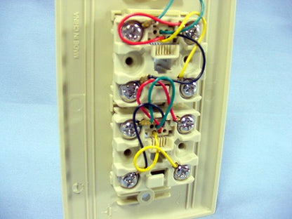 Leviton 40944-I Ivory Dual Phone Jack Flush Mount Wallplate 6P4C 625B3 Duplex