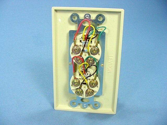 Leviton Ivory Decora Dual Telephone Jack Wall Plate 6P4C 625B3 Duplex 40944-ID