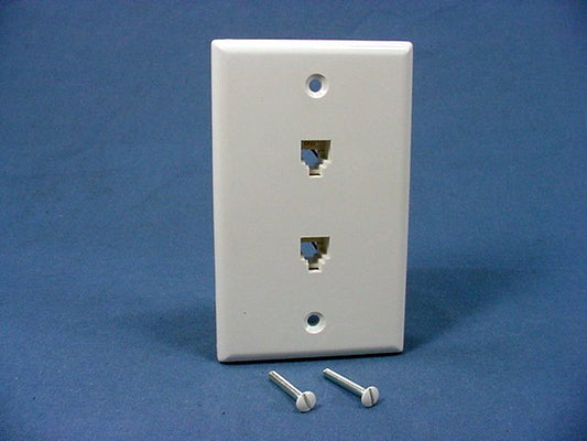 Leviton 40944-W White Dual Phone Jack Wall Plate 6P4C Duplex Telephone 625B3