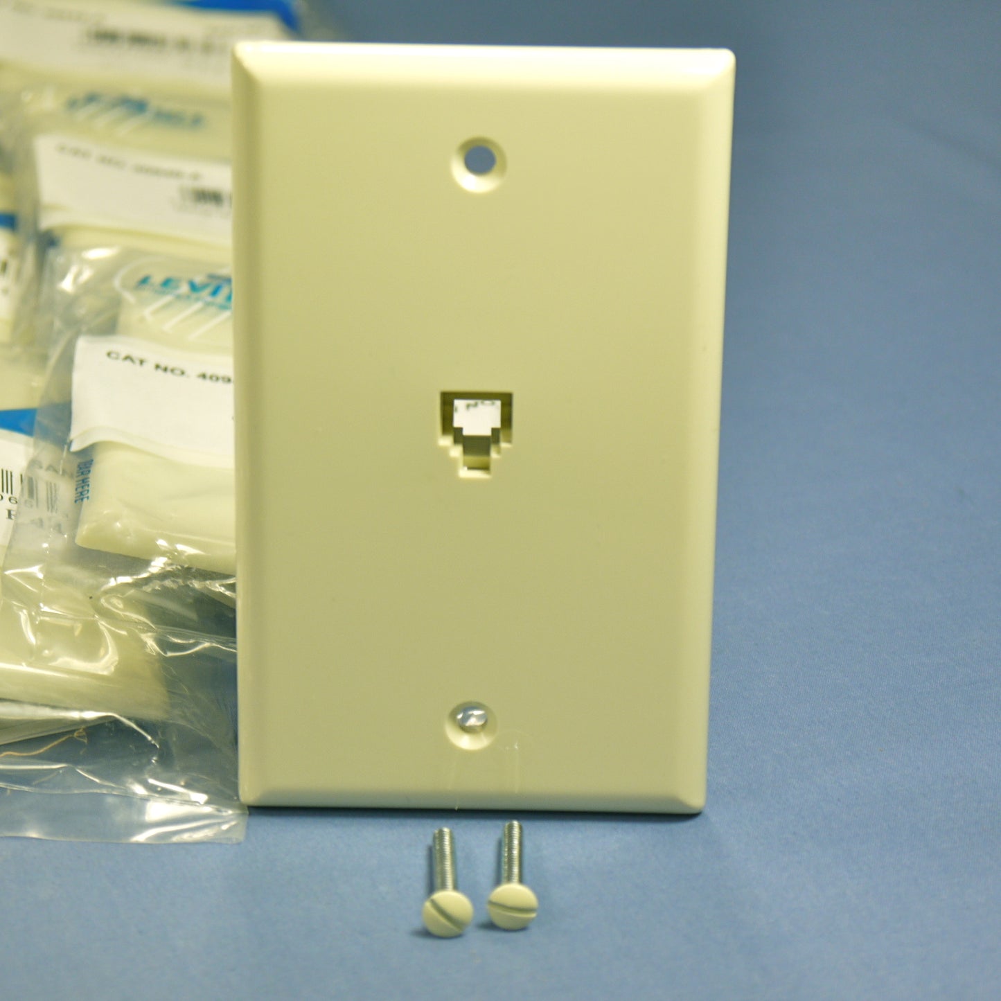 50 Leviton Almond Flush Mount Telephone Jack Wallplates 6P4C Type 625B4 40949-A