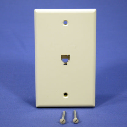 Leviton Almond 4-Conductor 625B4 Flush Mount Phone Jack Wallplate 6P4C 40949-A